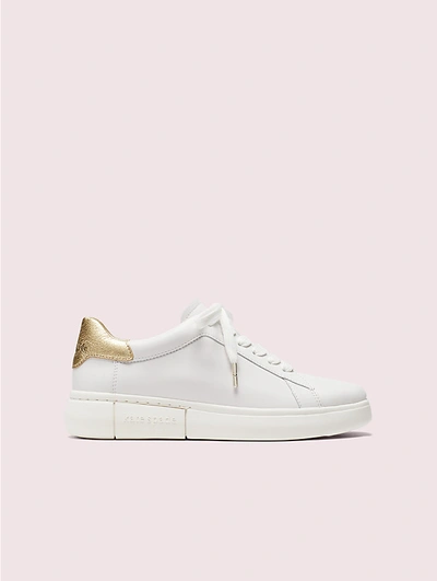 Shop Kate Spade Lift Sneakers In Optic White/pale Gold