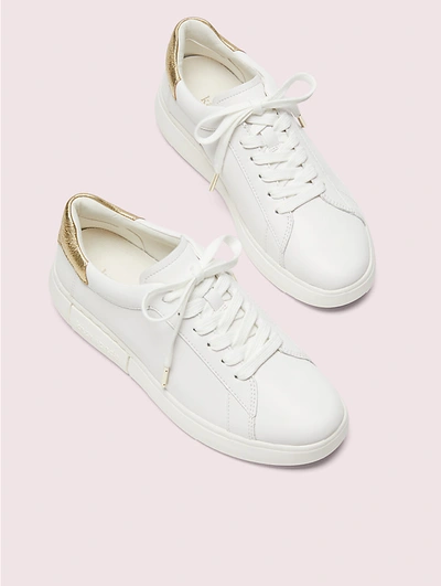Kate Spade Lift Tweed Low-top Sneakers In Optic White/pale Gold
