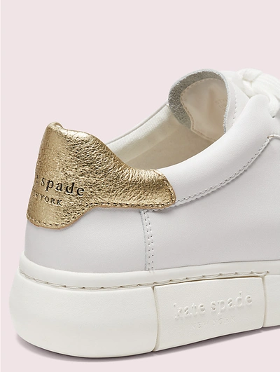 Kate Spade Lift Tweed Low-top Sneakers In Optic White/pale Gold