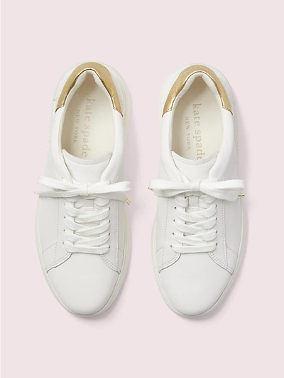 Kate Spade Lift Tweed Low-top Sneakers In Optic White/pale Gold