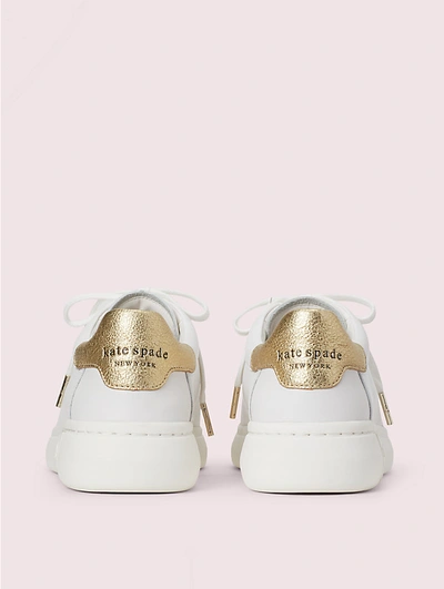 Kate Spade Lift Tweed Low-top Sneakers In Optic White/pale Gold
