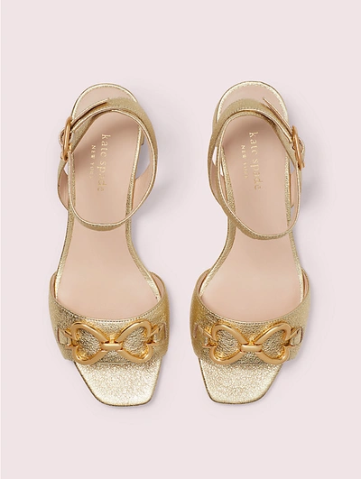 Kate Spade Women's Lagoon Heart Chain Metallic Leather Sandals In Pale Gold  | ModeSens