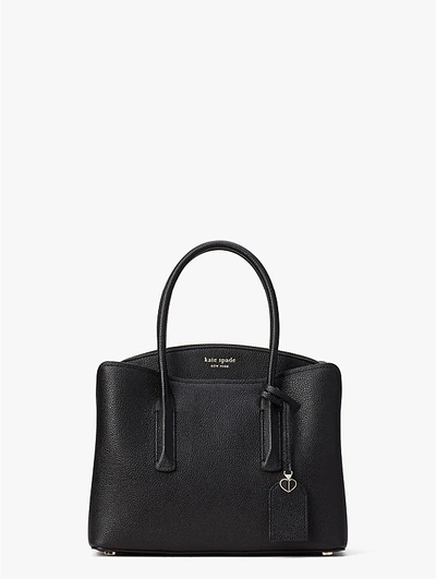 Kate Spade Medium Margaux Leather Satchel In Black/warm Taupe