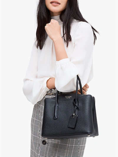 Kate Spade Medium Margaux Leather Satchel In Black/warm Taupe