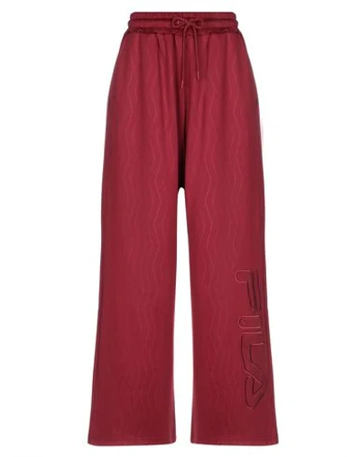 Shop Fila Casual Pants In Maroon