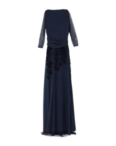 Shop Chiara Boni La Petite Robe Long Dresses In Dark Blue
