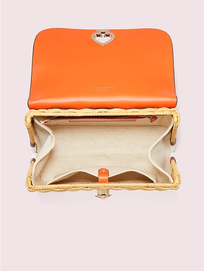 Shop Kate Spade Romy Wicker Medium Top-handle Bag In Optic White
