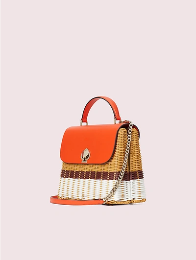 Shop Kate Spade Romy Wicker Medium Top-handle Bag In Golden Cury