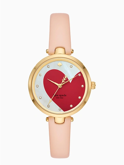 Shop Kate Spade Holland Heart Vachetta Leather Watch