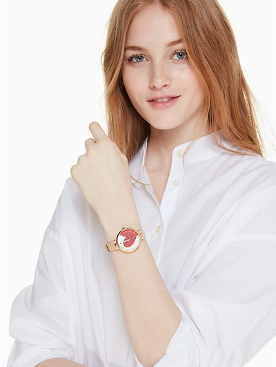 Shop Kate Spade Holland Heart Vachetta Leather Watch
