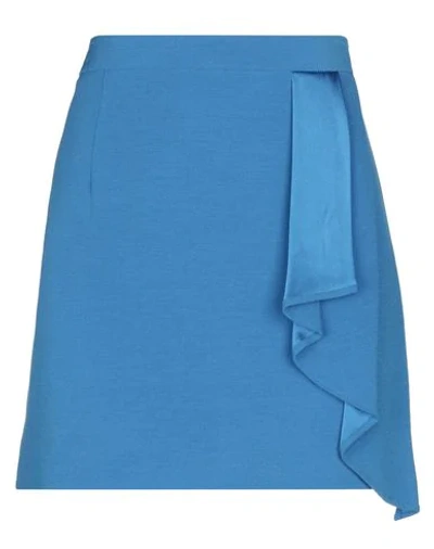 Shop Patrizia Pepe Woman Mini Skirt Azure Size 8 Viscose, Elastane In Blue