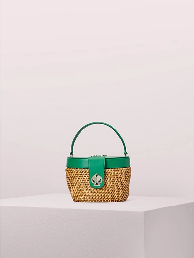 Shop Kate Spade Rose Medium Top Handle Basket Bag In Green Bean