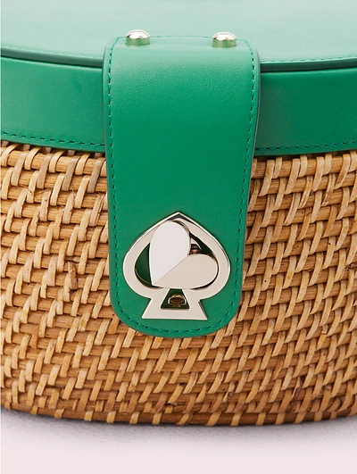 Shop Kate Spade Rose Medium Top Handle Basket Bag In Green Bean