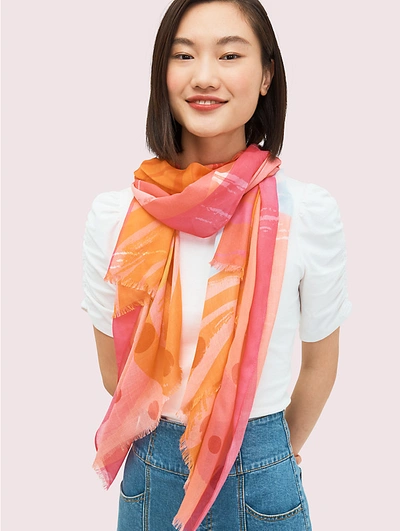 Shop Kate Spade Abstract Cocktail Oblong Scarf In Shrimp Cocktail