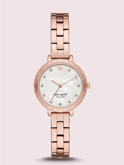 Shop Kate Spade Morningside Scallop Mini Rose Gold-tone Stainless Steel Watch In Natural Gold