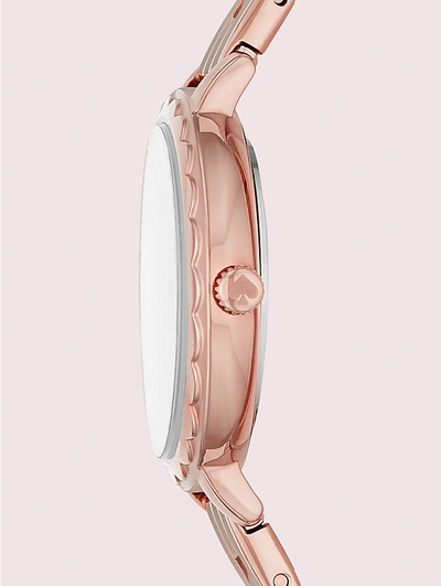 Shop Kate Spade Morningside Scallop Mini Rose Gold-tone Stainless Steel Watch In Natural Gold