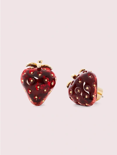 Shop Kate Spade Tutti Fruity Strawberry Studs In Red