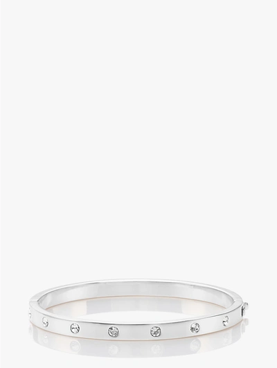 Shop Kate Spade Set In Stone Hinged Bangle In Clear/silver