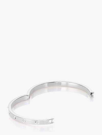 Shop Kate Spade Set In Stone Hinged Bangle In Clear/silver