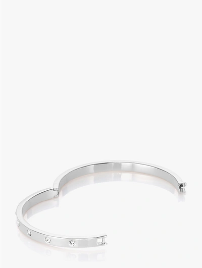 Kate Spade Set In Stone Hinged Bangle In Clear/silver