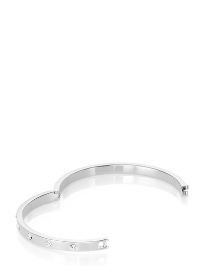 Shop Kate Spade Set In Stone Hinged Bangle In Clear/silver