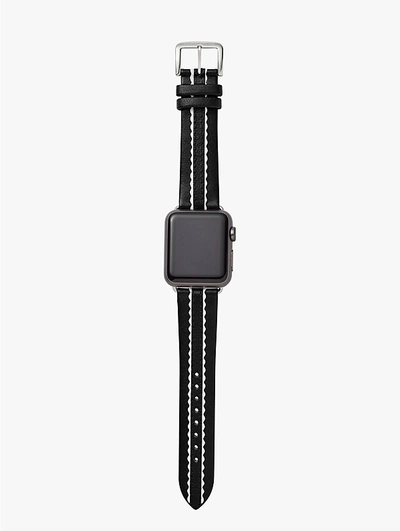 Shop Kate Spade Black Scallop Leather 38/40mm Band For Apple Watch® In Black/white