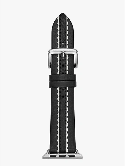 Shop Kate Spade Black Scallop Leather 38/40mm Band For Apple Watch® In Black/white