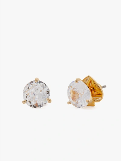 Shop Kate Spade Brilliant Statements Tri-prong Studs In Clear/gold