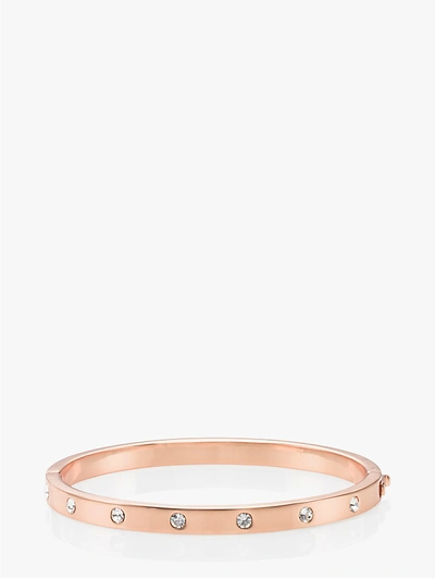 Shop Kate Spade Set In Stone Hinged Bangle In Clear/rose Gold