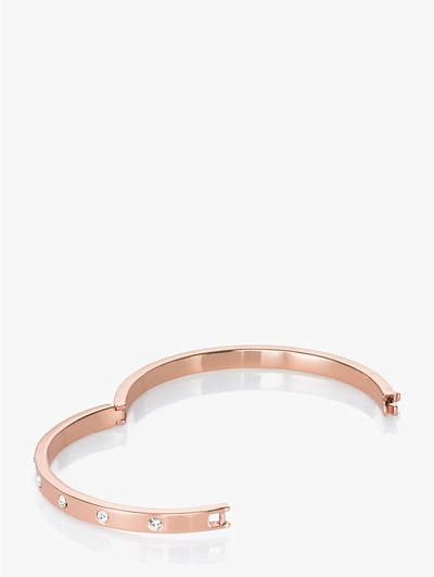 Shop Kate Spade Set In Stone Hinged Bangle In Clear/rose Gold