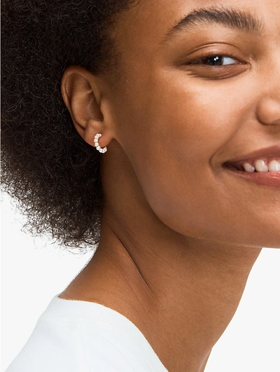 Kate Spade Gold-tone Extra-small Imitation Pearl Hoop Earrings, 0.34" In Clear/gold