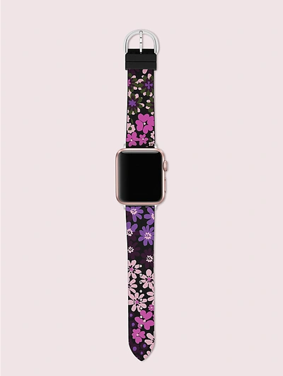 Shop Kate Spade Black Floral-print Silicone 38/40mm Band For Apple Watch® In Multi