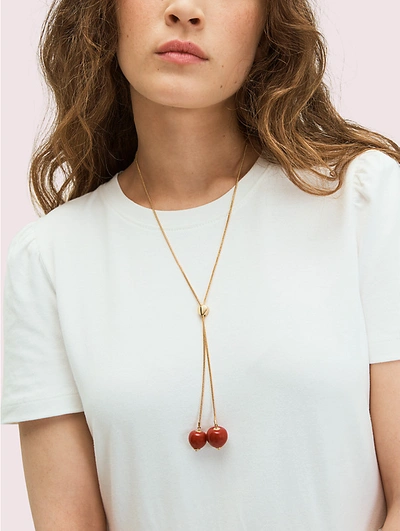 Shop Kate Spade Tutti Fruity Slider Necklace In Red