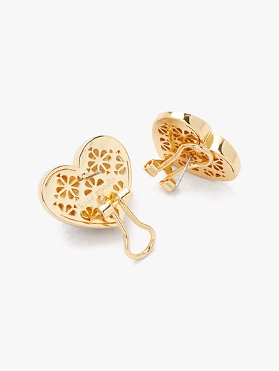 Shop Kate Spade Heritage Spade Heart Statement Studs In Rococo Pink