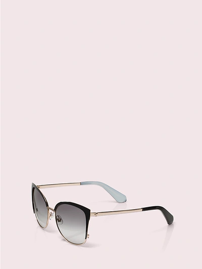 Shop Kate Spade Genice Sunglasses In Black/gold