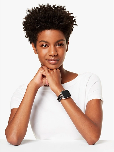 Shop Kate Spade Black Dot Leather 38/40mm Band For Apple Watch® In Black/stainless Steel