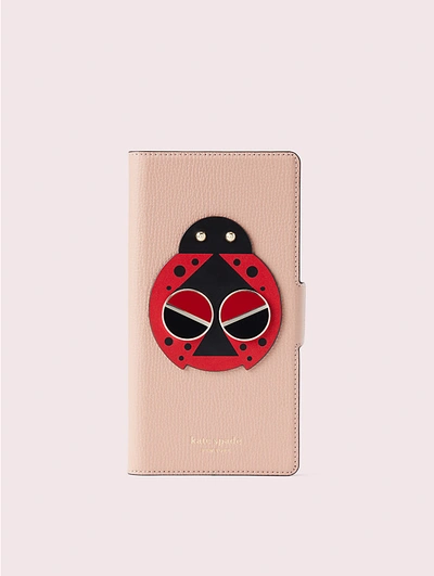 Shop Kate Spade Spademals Lucky Ladybug Iphone Xs Max Folio Case In Flapper Pink