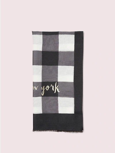 Shop Kate Spade Party Plaid Oblong Scarf In Black