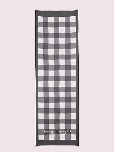Shop Kate Spade Party Plaid Oblong Scarf In Black