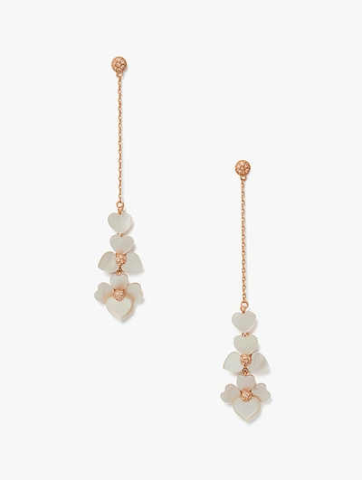 Shop Kate Spade Precious Pansy Linear Earrings In Cream Multi/rose Gold