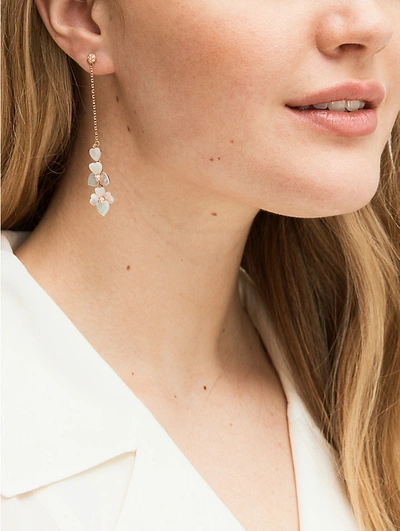 Kate Spade Precious Pansy Linear Earrings In Cream Multi/rose Gold