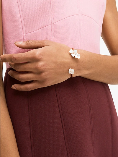 Kate Spade Precious Pansy Flex Cuff In Cream Multi/rose Gold