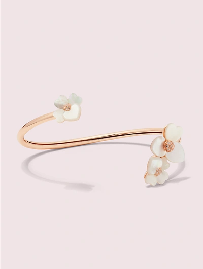 Kate Spade Precious Pansy Flex Cuff In Cream Multi/rose Gold