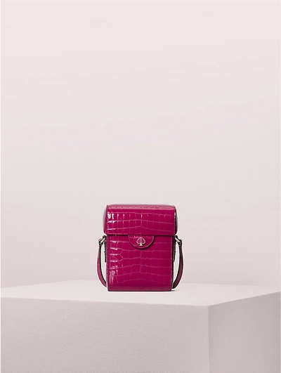 Shop Kate Spade Cleo Croc Embossed Medium North South Camera Bag In Berry Blitz