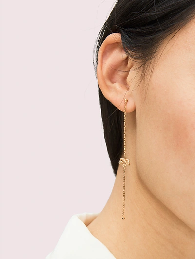 Shop Kate Spade Loves Me Knot Pavé Linear Earrings In Clear/gold