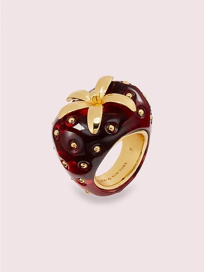 Shop Kate Spade Tutti Fruity Strawberry Ring In Red