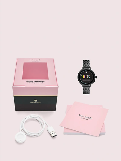 Shop Kate Spade Black Stainless Steel Scallop Smartwatch 2