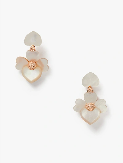 Shop Kate Spade Precious Pansy Drop Earrings In Cream Multi/rose Gold