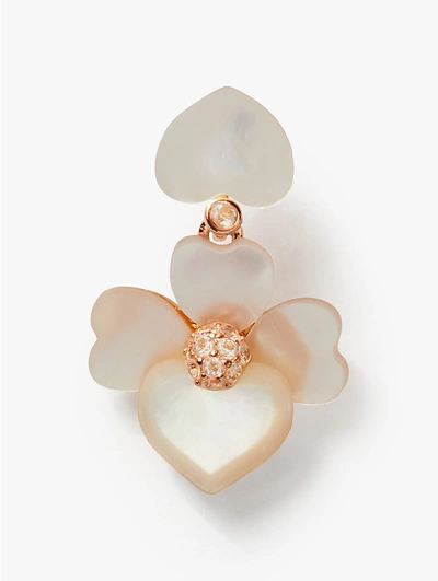 Shop Kate Spade Precious Pansy Drop Earrings In Cream Multi/rose Gold