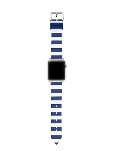 Shop Kate Spade Striped Silicone 38/40mm Band For Apple Watch® In Navy